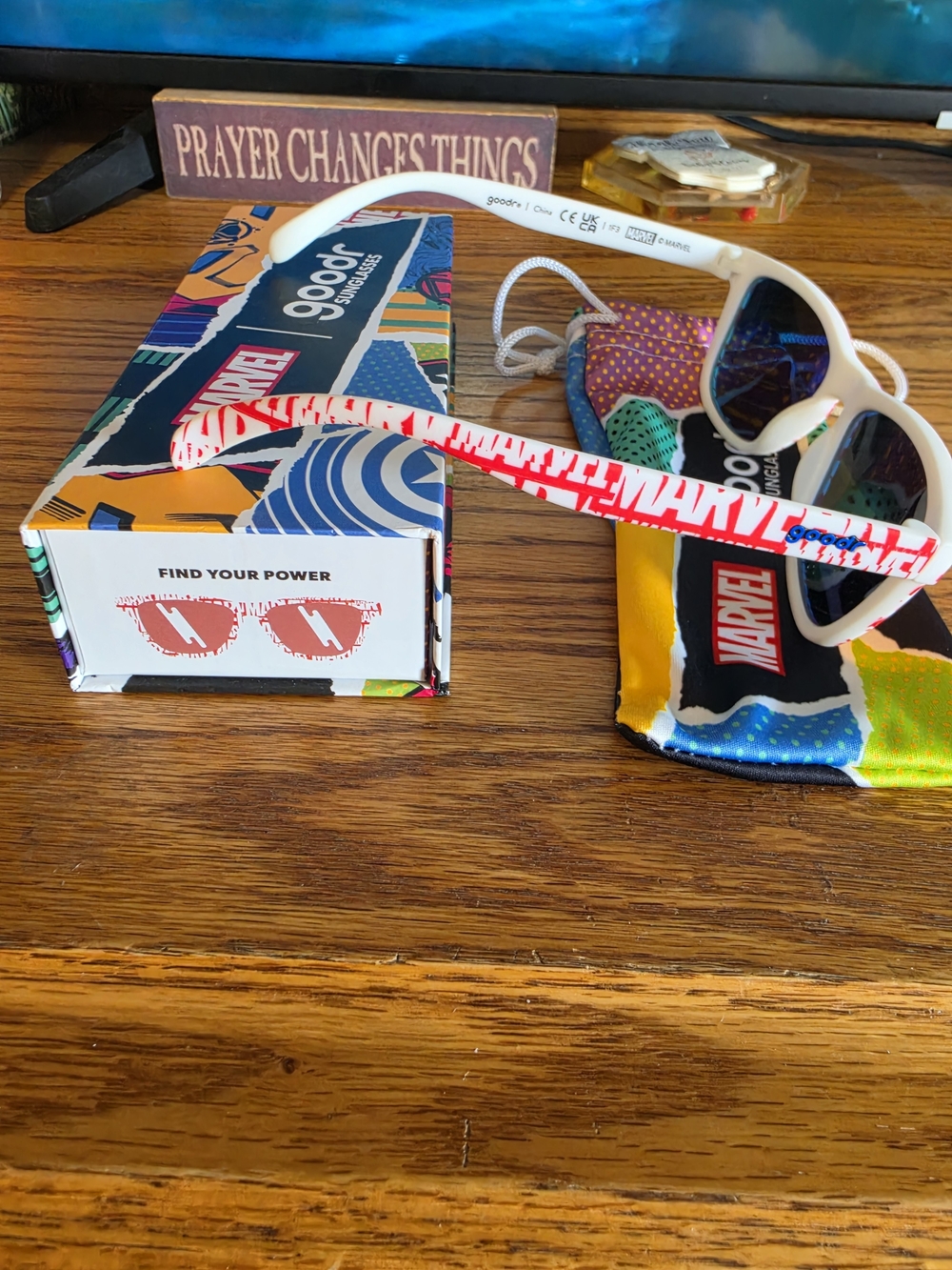 Marvel x Goodr White Frame Sunglasses with Red Accent Arms